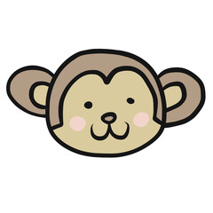 Monkey Animal face doodle style cartoon illustration	