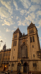 Amazing vertical view of the São Bento Monastery Building and the Church Clock, Centro Histórico, São Paulo, Brazil