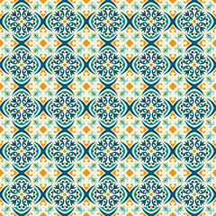 Italian tile pattern vector seamless with vintage ornaments.