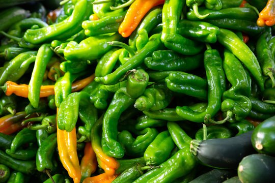 Screensaver with green chilli capsicum. Close-up image