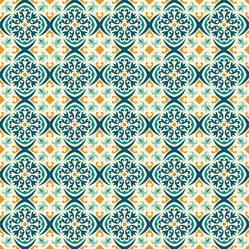 Italian tile pattern vector seamless with vintage ornaments.