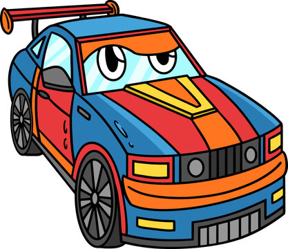 Racing Car with Face Vehicle Cartoon Clipart