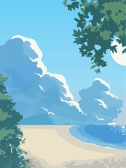 anime beach landscape