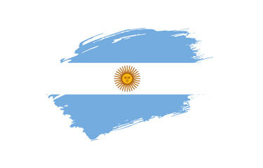 Creative hand drawn grunge brushed flag of Argentina with solid background