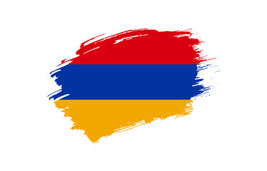 Creative hand drawn grunge brushed flag of Armenia with solid background
