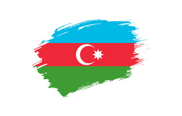 Creative hand drawn grunge brushed flag of Azerbaijan with solid background