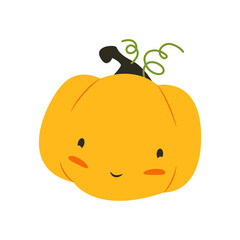 Cute halloween pumpkin. Halloween holiday. Vector illustration in flat style.