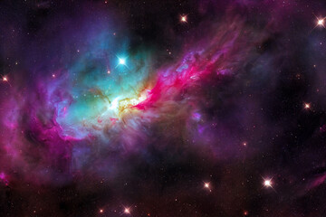 Obraz na płótnie Canvas colorful cosmic nebula with stars