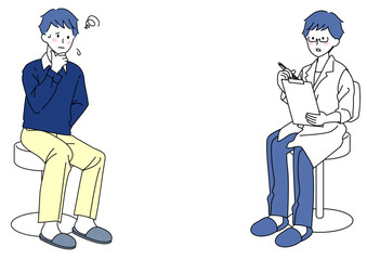 医師の説明に困惑する男性