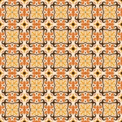 Tapeten tile pattern vector seamless with vintage ornaments. Tiled texture for ceramic kitchen wall or bathroom mosaic floor. © ansgrav