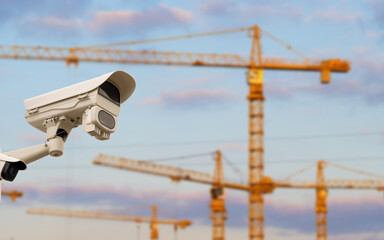 CCTV or surveillance operating over construction site.