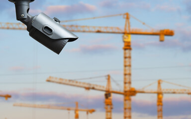 CCTV or surveillance operating over construction site.