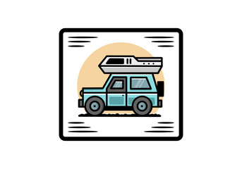 Off road vehicle car camping illustration badge design