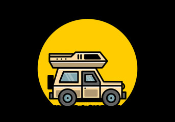 Off road vehicle car camping illustration badge design