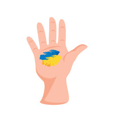 hand with flag, pray for Ukraine