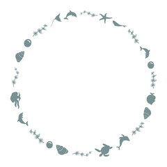 Naklejka premium Abstract round composition, minimalist doodle wreath, .organic form