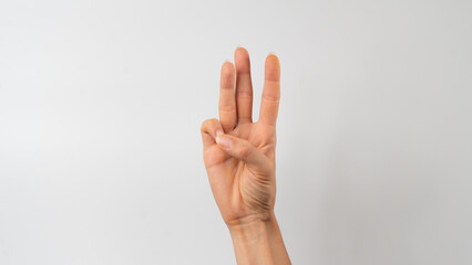 Sign language of the deaf and dumb people, English letter w