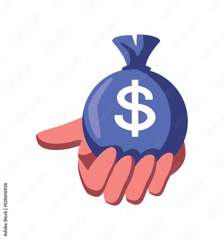 Sticker hand holding money bag