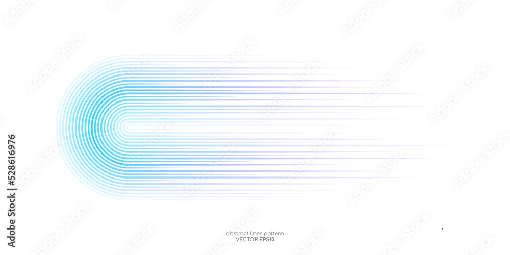 Poster Vector half circles lines flowing dynamic pattern colorful gradient blue green purple colors isolated on white background for concept of AI technology, digital, communication, science, music