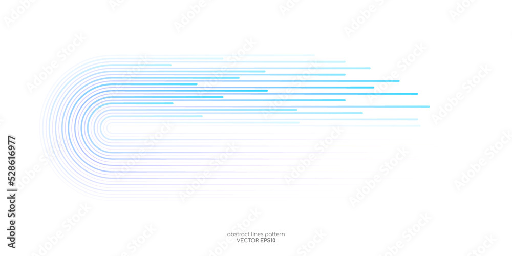 Poster Vector half circles lines flowing dynamic pattern colorful gradient blue green purple colors isolated on white background for concept of AI technology, digital, communication, science, music