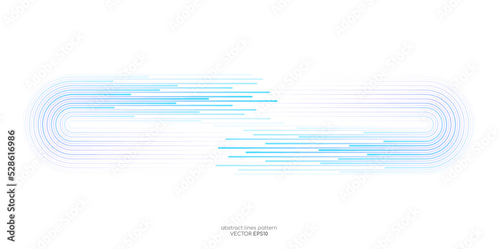Poster Vector half circle lines flowing dynamic pattern in colorful gradient blue green purple colors isolated on white  background for header banner in concept of technology, digital, A.I.