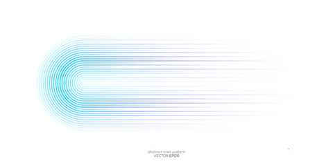 Vector half circles lines flowing dynamic pattern colorful gradient blue green purple colors isolated on white background for concept of AI technology, digital, communication, science, music © korkeng