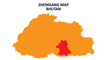 Zhemgang State and regions map highlighted on Bhutan map.