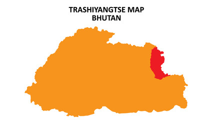Fototapeta premium Trashiyangtse State and regions map highlighted on Bhutan map.