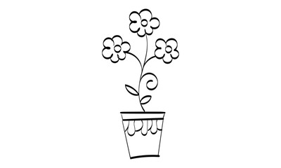 Hand Drawn Pot with Flower. Use as poster, card, flyer or T Shirt