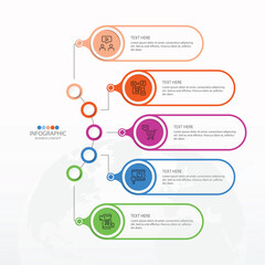 Infographic template with 5 steps, process or options, process chart, Used for process diagram, presentations, workflow layout, flow chart, infograph. Vector eps10 illustration.