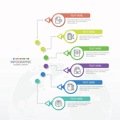 Infographic template with 6 steps, process or options, process chart, Used for process diagram, presentations, workflow layout, flow chart, infograph. Vector eps10 illustration.