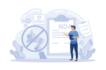 Proprietary information document. NDA contract. Nondisclosure agreement, confidentiality agreement form, confidential disclosure agreement concept. flat vector modern illustration