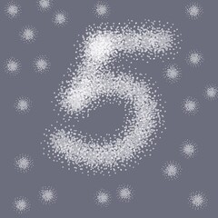 5 number. Merry Christmas advent, icon. Holiday, birthday illustration.