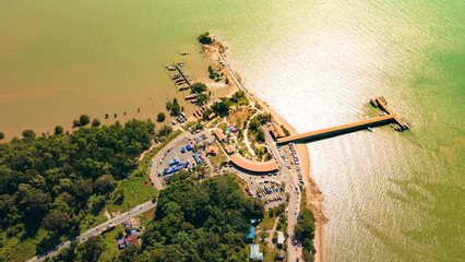 Aerial View of Jetty to Pulau Babi Besar near Johor Bharu Mersing.