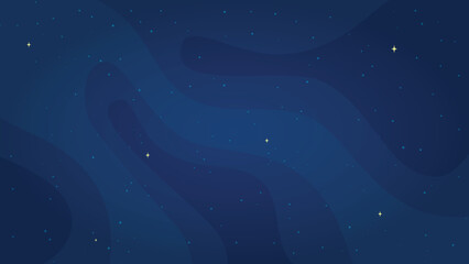 Blue star systems background vector illustration. Cartoon style star systems light graphic on dark blue horizontal background for children science futuristic design or astrology graphic concept.