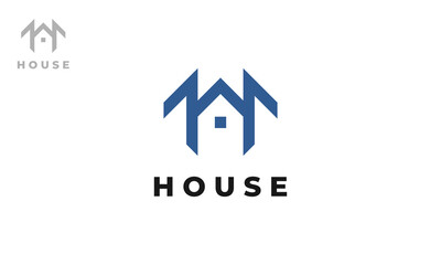 House Building Logo Design With Minimalist Concept, Vector Template