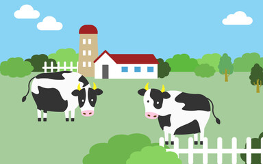 cows in the farm [農場の牛のイラスト］