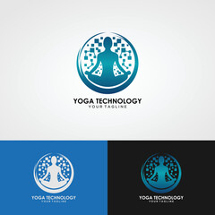 Yoga Logo design abstract vector template Linear style. Health Spa Meditation Harmony Logotype Human concept in lotus pose icon.