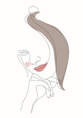 lineart female face with colored spots