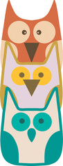 Cute owls seamless green orange yellow blue brown pattern