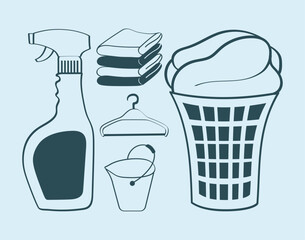 icons set, laundry