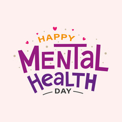 Happy mental health day illustration design with positive love mood