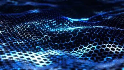 VJ ハニカム メッシュ 六角形 格子 青 [別Verあり]