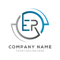 Obraz premium letter ER Logo Design Vector Template. Initial Blue And Silver Letter Design ER Vector Illustration With White Background.