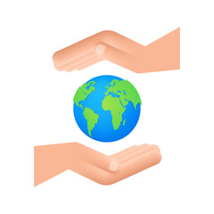 Abstract illustration with earth in hands. Happy earth day. Planet sign. Hand draw.