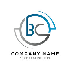 Fototapeta premium letter BC Logo Design Vector Template. Initial Blue And Silver Letter Design BC Vector Illustration With White Background.