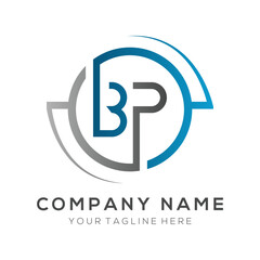 letter BP Logo Design Vector Template. Initial Blue And Silver Letter Design BP Vector Illustration With White Background.