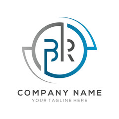 letter BR Logo Design Vector Template. Initial Blue And Silver Letter Design BR Vector Illustration With White Background.