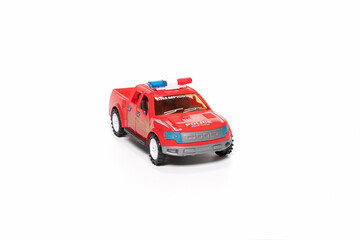  Model toy plastic car isolated on white. 