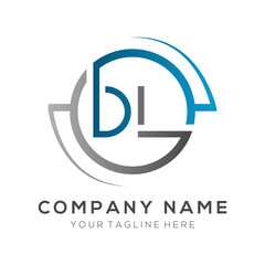 letter DL Logo Design Vector Template. Initial Blue And Silver Letter Design DL Vector Illustration With White Background.